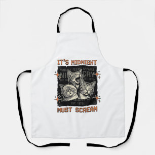 Delantal Diseño de camiseta vintage de gatos gritando a med