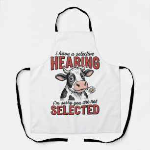 Delantal Diseño de camiseta vintage de vaca con audición se