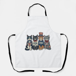 Delantal Diseño de camiseta Vintage Patriótico Gatos USA_1