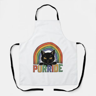 Delantal Diseño de camiseta vintage Purride gato negro arco