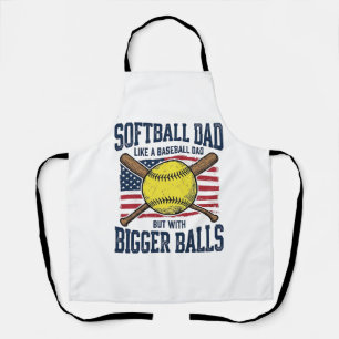 Delantal Diseño de camiseta Vintage Softball Dad Bigger Bal