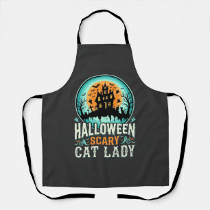 Delantal Diseño de Casa Embrujada de Señora Gata de Hallowe
