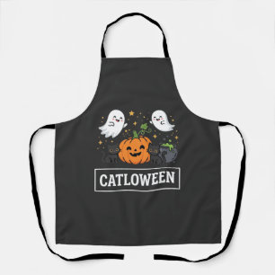 Delantal Diseño de Catloween Gato Fantasma Lindo Halloween_