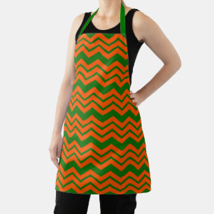 Delantal Diseño de Chevron Zigzag Verde Naranja