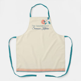 Delantal Diseño de cocina costera de cítricos y florales de
