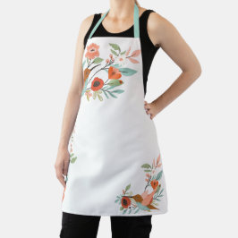 Delantal Diseño de colibrí floral de Moda blanco