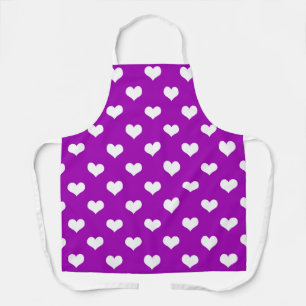 Delantal Diseño de corazones adorables púrpura y blanco