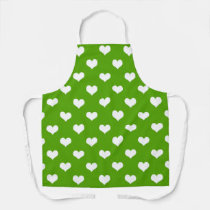 Delantal Diseño de corazones adorables verdes y blancos