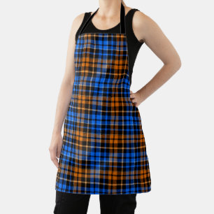 Delantal Diseño de Cuadro Escocés Naranja Azul Negro