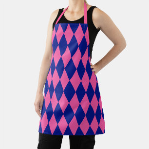 Delantal Diseño de cuadros arlequín rosa y azul