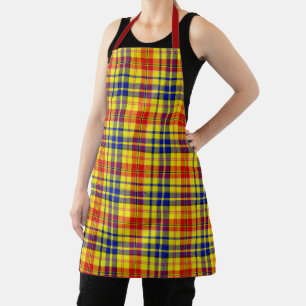 Delantal Diseño de cuadros escoceses amarillo rojo azul