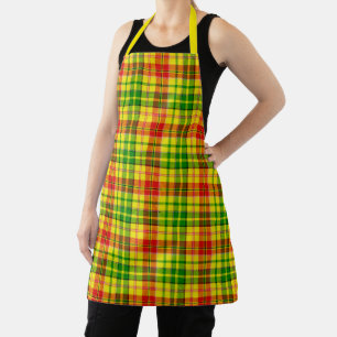 Delantal Diseño de cuadros escoceses amarillo rojo verde