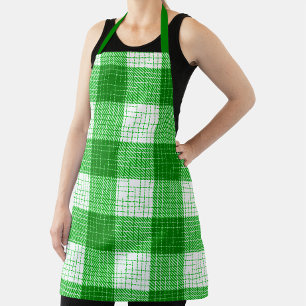 Delantal Diseño de cuadros escoceses audaz verde y blanco