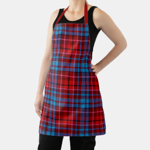 Delantal Diseño de cuadros escoceses azul granate rojo