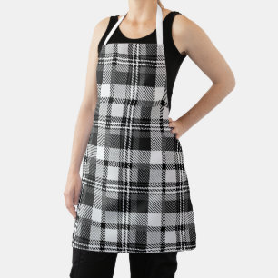 Delantal Diseño de cuadros escoceses Madras en gris negro y