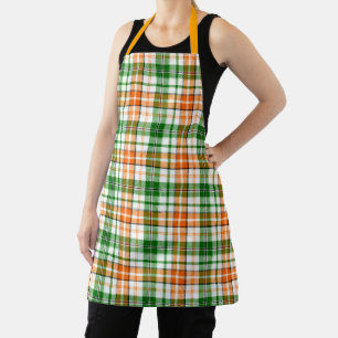 Delantal Diseño de cuadros escoceses naranja verde blanco