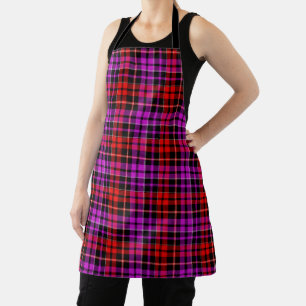 Delantal Diseño de cuadros escoceses rojo negro púrpura