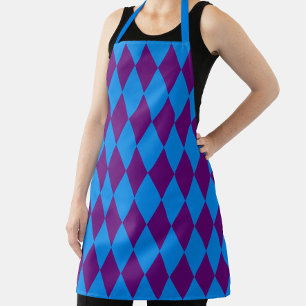 Delantal Diseño de cuadros Harlequin morado azul