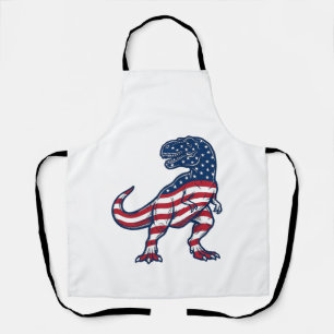 Delantal Diseño de dinosaurio bandera americana T-Rex patri
