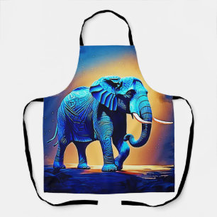 Delantal Diseño de elefante azul brillante