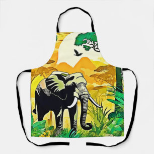 Delantal Diseño de Elefantes de la Selva Africana