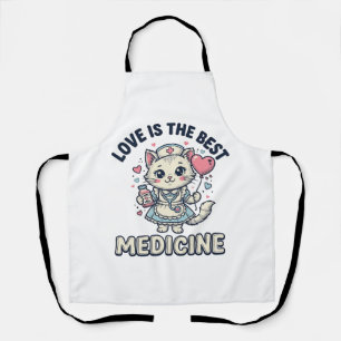 Delantal Diseño de enfermera adorable gato el amor es la me