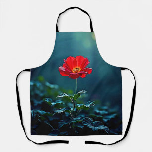 Delantal Diseño de enfoque de flor roja única