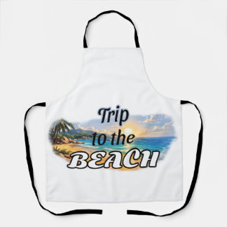 Delantal Diseño de escapada al atardecer tropical en la pla