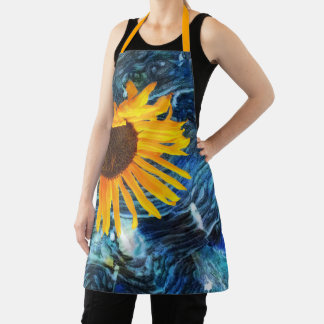 Delantal Diseño de escena nocturna girasol estilo Apron Van