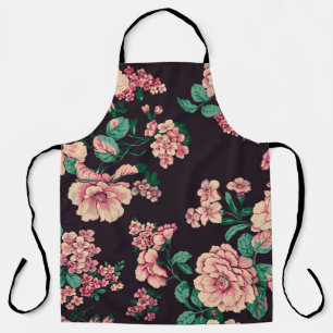 Delantal diseño de flor acuarela transparente con tex digi