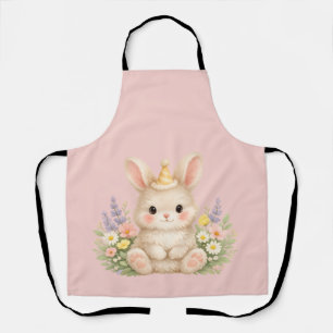Delantal Diseño de Flor Silvestre de Conejo Esponjoso para 