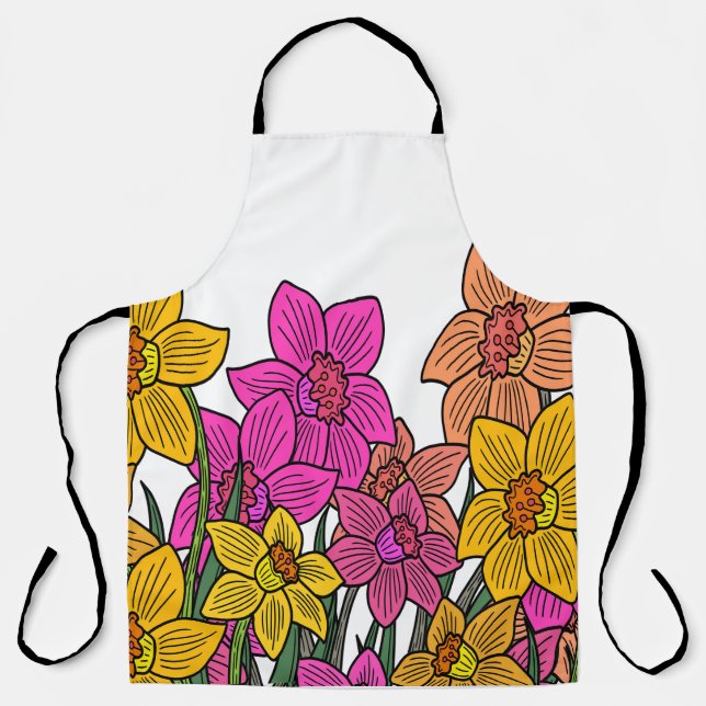Delantal Diseño de flores de Daffodils coloridas (Anverso)