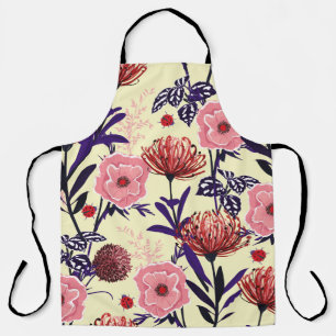 Delantal Diseño de flores esbozadas en colores brillantes s
