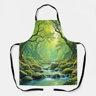 Delantal Diseño de flujo forestal encantado