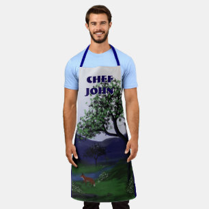 Delantal Diseño de Fox de Río Personalizado, Apron Grande