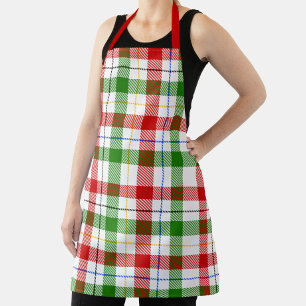 Delantal Diseño de franela a cuadros rojo verde y blanco de