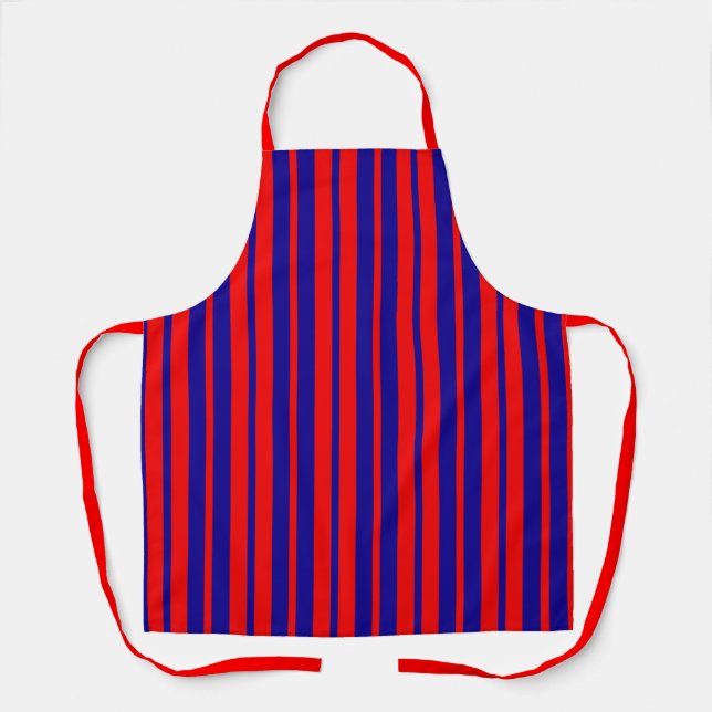 Delantal Diseño de franjas rojas y azules (Anverso)