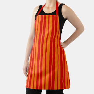 Delantal Diseño de franjas rojas y Naranjas