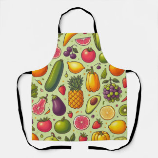 Delantal Diseño De Frutas Y Hortalizas De Fondo Verde