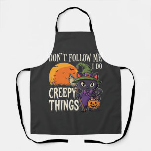 Delantal Diseño de gato bruja de Halloween cosas espeluznan