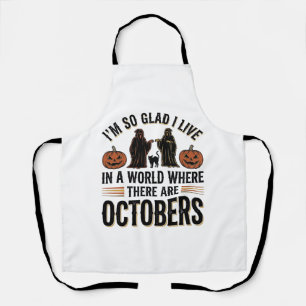 Delantal Diseño de gato de calabaza de cita de octubre de H