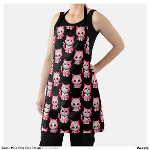Delantal Diseño de gatos kawaii rosados