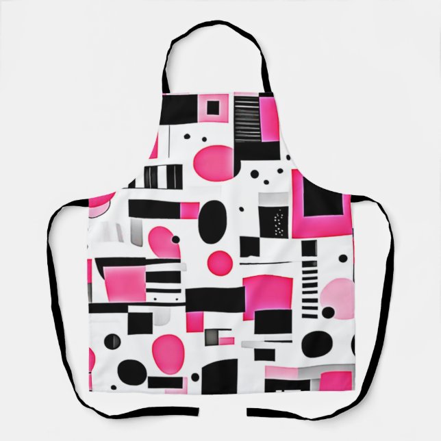 Delantal Diseño de geometría rosa arte pop (Anverso)