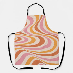 Delantal Diseño de giro abstracto rosa y naranja