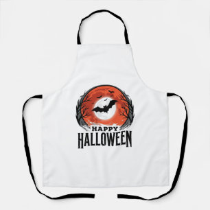Delantal diseño de grabado de murciélago lunar de Halloween