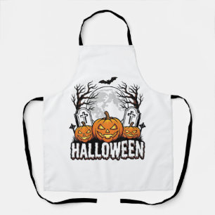 Delantal Diseño de grabado vintage de calabaza de cementeri
