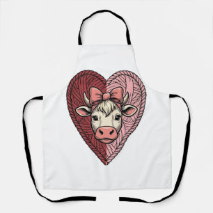 Delantal Diseño de grabado vintage de corazón de vaca lindo
