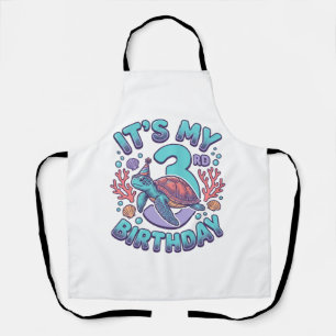 Delantal Diseño de grabado vintage de tortuga para 3er cump