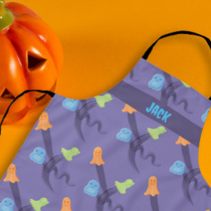 Delantal Diseño de Halloween con fantasmas cortos, lilac pe