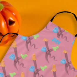 Delantal Diseño de Halloween con fantasmas, personalizable